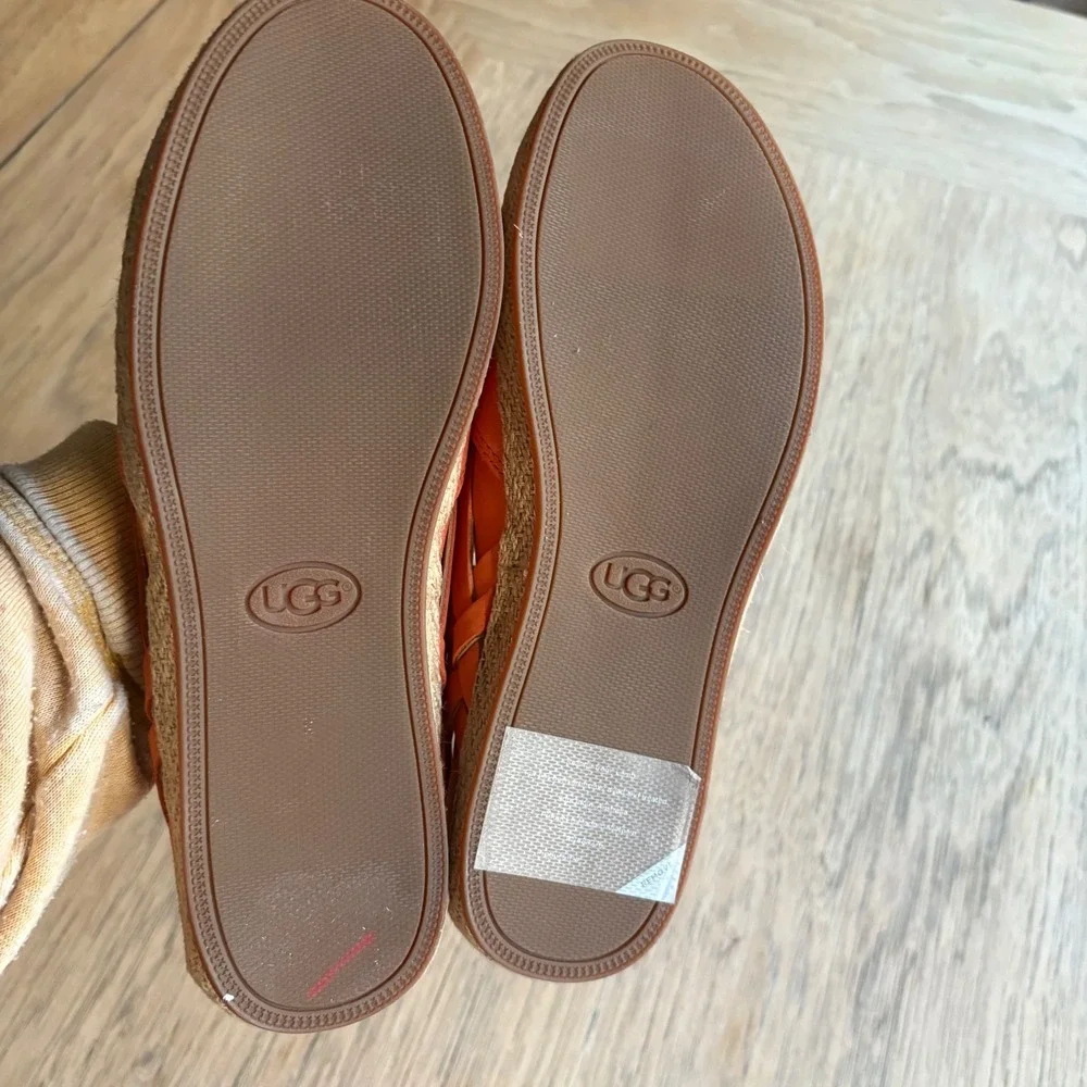 NWOB $90 UGG Tippie Fire‎ Opal Orange Leather Espadrille Flats Boho Shoes SIZE 7